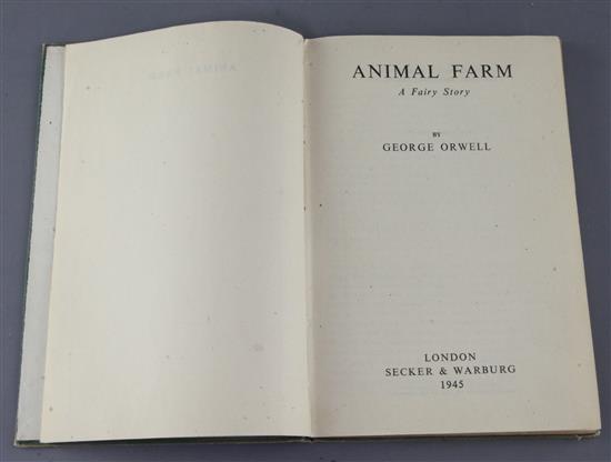 Orwell, George - Animal Farm, 1st edition 8vo, in repaired dj with Search Light books, ad on verso, London 1945